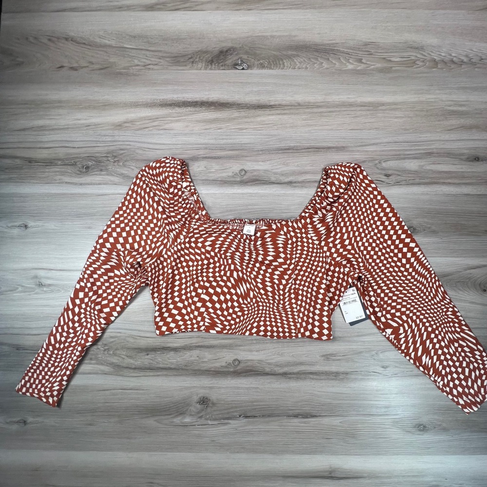 Melrose & Market Womens Long Sleeve Crop‎ Top XL NWT Cottagecore Festival BOHO